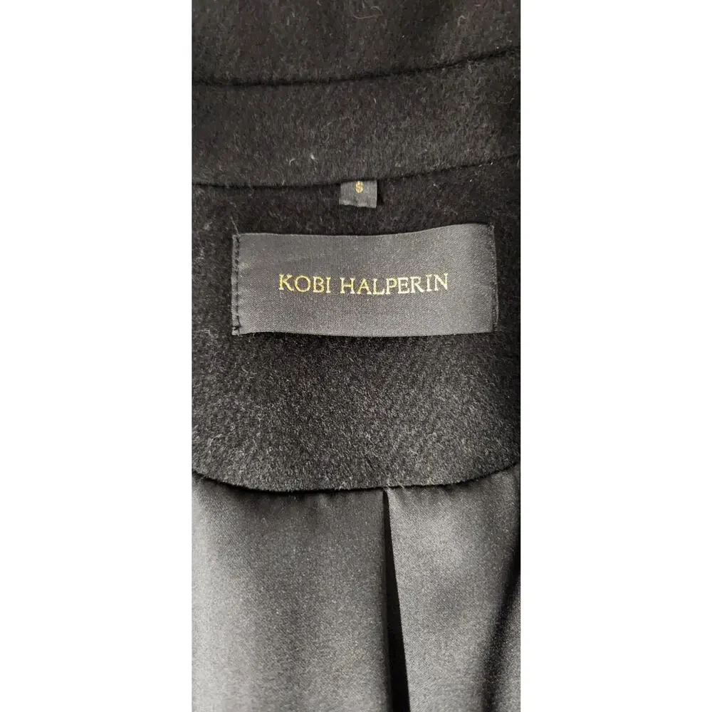 Kobi Halperin Women's Channing Genuine Shearling Trim Black Wool Blend Coat, Sm - Picture 12 of 15
